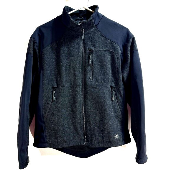 Mobius Jacket Mens Medium Black Wool Blend Full Zip 912758 Stretch - Picture 1 of 14